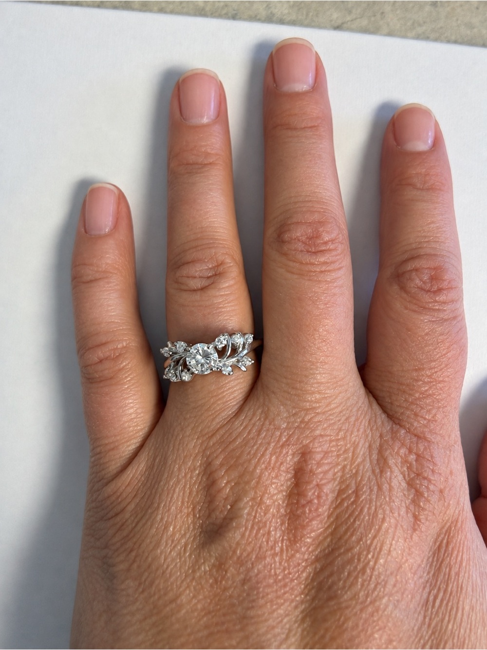 Vintage LIND Sterling Silver CZ Floral Vine Statement Ring